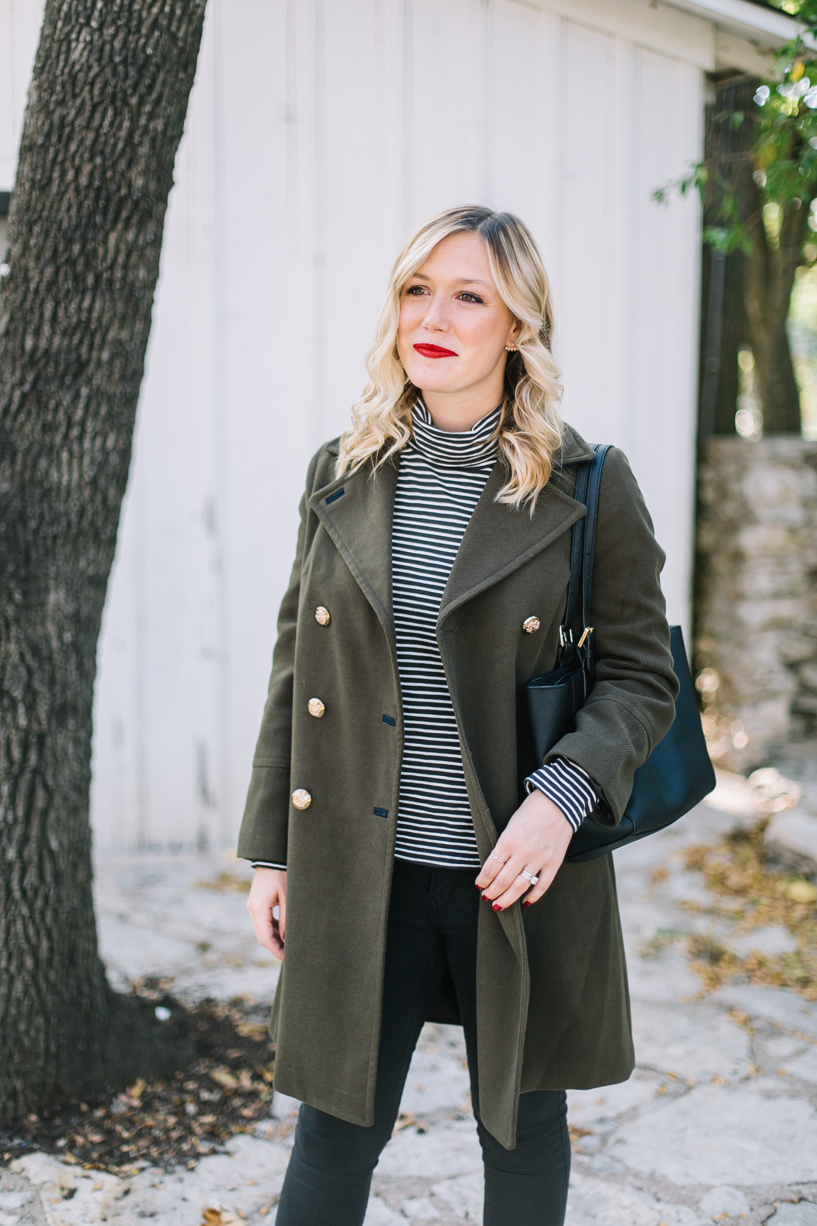 Olive Trench and Stripes